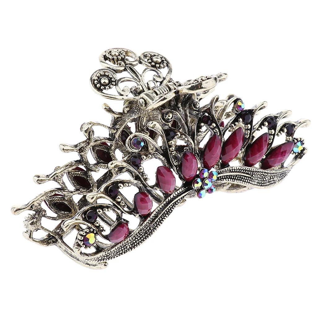 New Style Multi-color Rhinestone Crystals Metal Alloy Flower Hair Claws Clips Pins