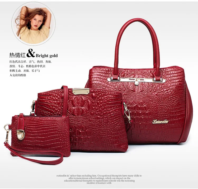 

2020 Korean-style Trending Gold Products Crocodile Pattern Buy One Get Three Shoulder Bag/ Hand Bag Oblique WOMEN'S Bag