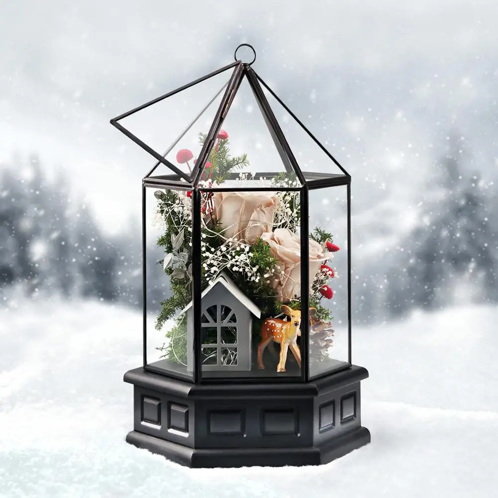 Glass flower room XIAOMI MIJIA, год, Рождество, стеклянная Цветочная комната, теплая лампа, украшение, подарок, натуральный импорт, бесморская Роза, винтажная резьба, ремесло - Цвет: Glass flower room