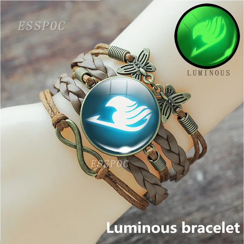 Luminous bracelet Бронзовое плетение люминесцентный браслет Сказочный браслет с хвостом логотип Гильды стеклянные кабошоны "Аниме" ювелирные изделия подарок для аниме косплей ювелирные изделия - Окраска металла: Luminous bracelet