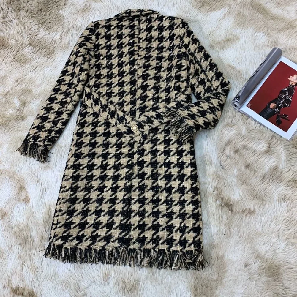 winner Новая женская клетчатая куртка с кисточками верхняя одежда Женское шерстяное пальто куртка длинное пальто для дам одежда rmsx 11,3