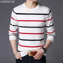 AIRGRACIAS Pullover Men Brand Clothing 2019 Autumn New Wool Slim fit Sweater Men Casual Striped Pull Jumper Men pull homme AIRGRACIAS Pullover Men Brand Clothing 2019 Autumn New Wool Slim fit Sweater Men Casual Striped Pull Jumper Men pull homme