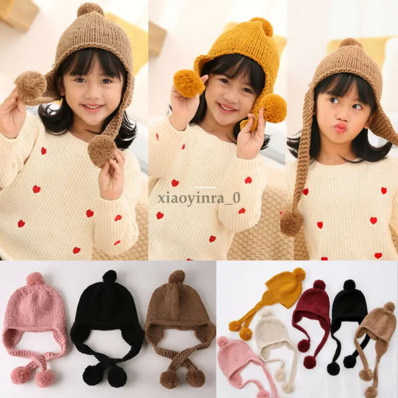 

US STOCK Newborn Kids Baby Boy Girl Hat Winter Warm Crochet Knit Bobble Beanie Cap US