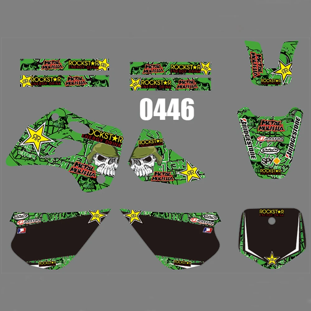 Для KAWASAKI KX80 1994-1997 Графика наклейки на заказ Номер Наименование лента 3M Полный мотоцикл Фоновые наклейки аксессуары