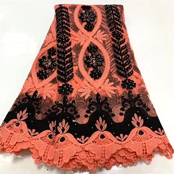 

Coral Luxury thread French Tulle Lace Fabric High Quality African Lace Fabric Embroiderey Milk Silk Mesh For Wedding N2928