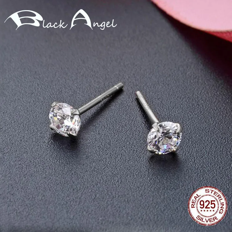 

Limited Time Promotion 4mm Four Claws Zircon Crystal Earring Real 925 Sterling Silver CZ Stud Earrings for Women Fine Jewelry