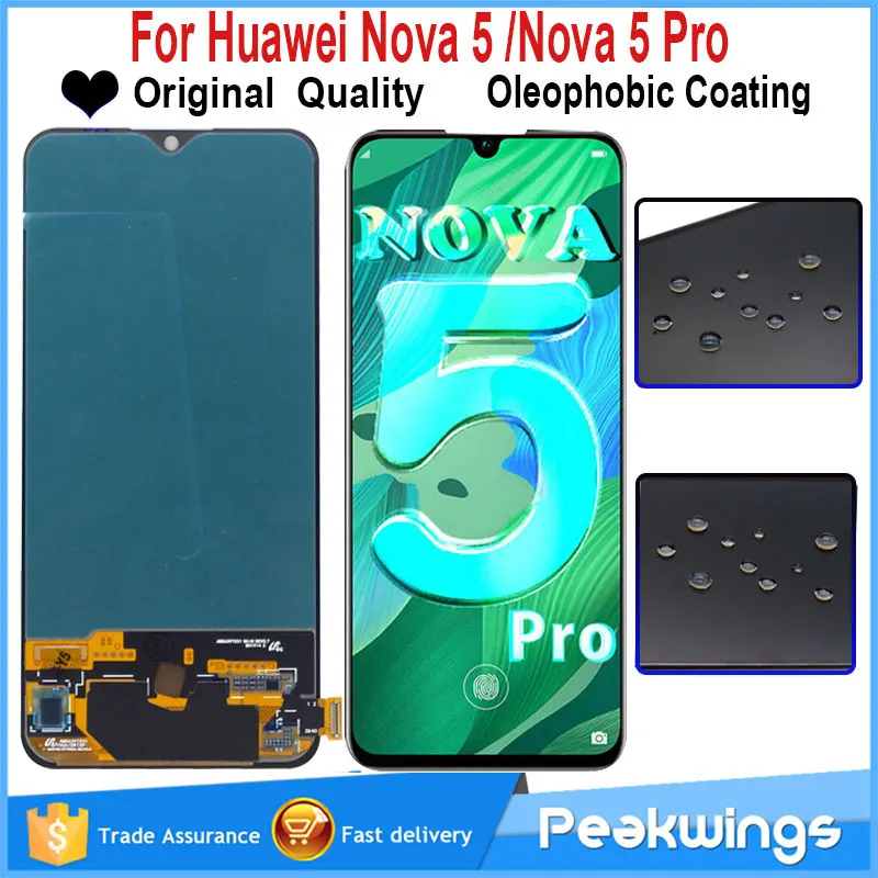 Оригинальный ЖК дисплей 6 39 дюйма для Huawei Nova 5 Pro сенсорный дигитайзер экран в