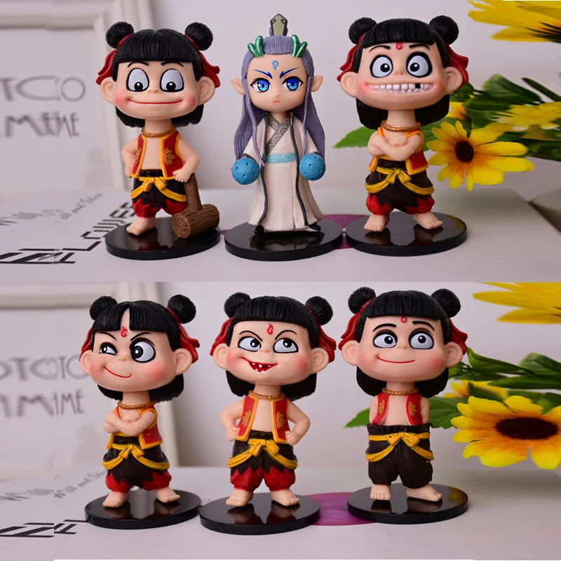 Аниме-фигурка Nezha 6 шт./лот Подарочная игрушка Детская китайская модель рождения
