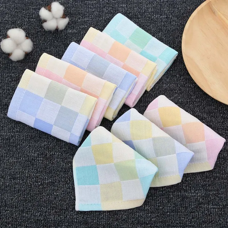 

5PCS/Pack Random Color Baby Towel Handkerchief Double Layer Cotton Feeding Gauze Cotton Square Towel Boys Girls Saliva Towel