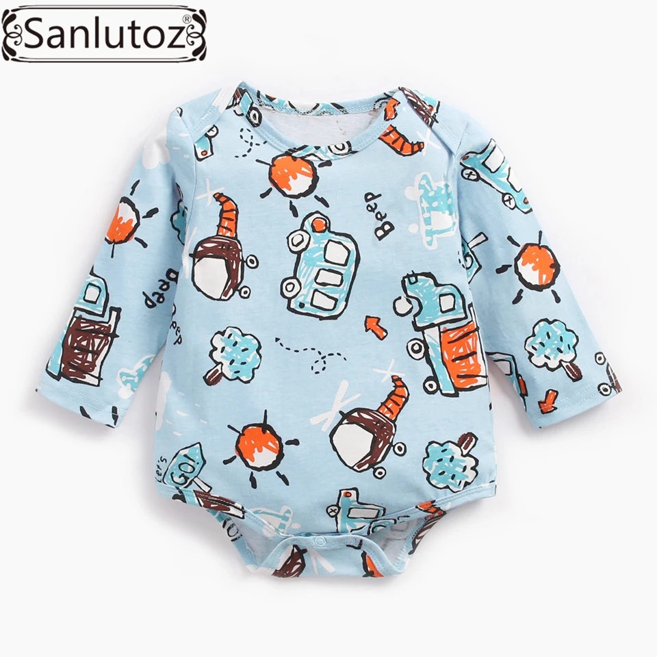 Sanlutoz/хлопковый боди с длинными рукавами для новорожденных; боди с героями мультфильмов для маленьких мальчиков; милая Повседневная зимняя одежда для малышей - Цвет: as the picture