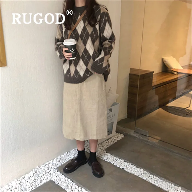 RUGOD кашемировый женский свитер 2019 с круглым вырезом контрастный цвет