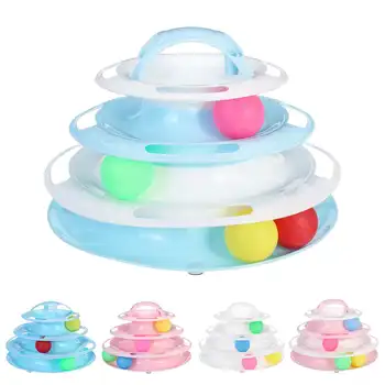

4 Levels Funny Pet Cat Toy Tower Tracks Disc Cat Intelligence Amusement 4 pay Disc Cat Toys Ball Training Amusement Plate