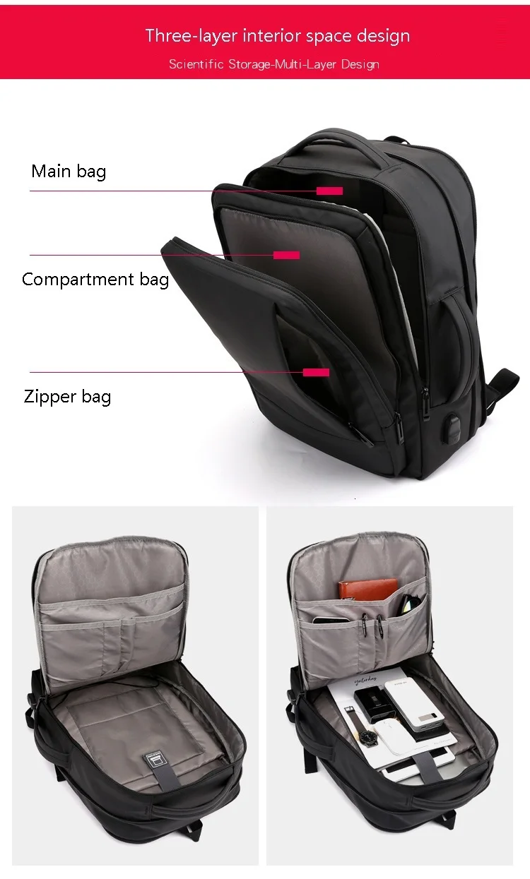 Черный Многофункциональный компьютерный рюкзак водонепроницаемые Рюкзаки для ноутбуков мужские 15,6 дюймов для путешествий на открытом воздухе мужской рюкзак нейлоновая большая сумка