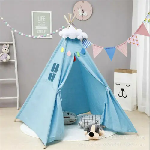 Портативный детский игровой домик спальный купол в помещении вигвама палатка игровой домик подарок - Цвет: Синий