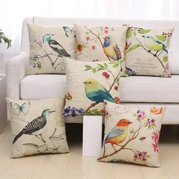 Flower & Bird Pillow Cover 1