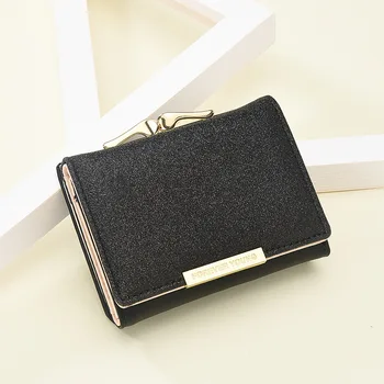 

New Style Women's Wallet Short Korean-style Fashion Sequin Three Fold Small Card Bit More Student Purse