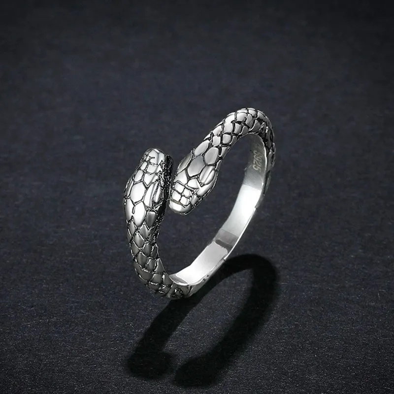 FFLACELL Новое поступление регулируемые панк двухголовые кольца в виде змейки