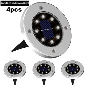 

4-8pcs Solar Power Buried Stair Light Outdoor Garden Pathway Floor Deck Solar Disk Light Landscape Solar Ground Lights smart on