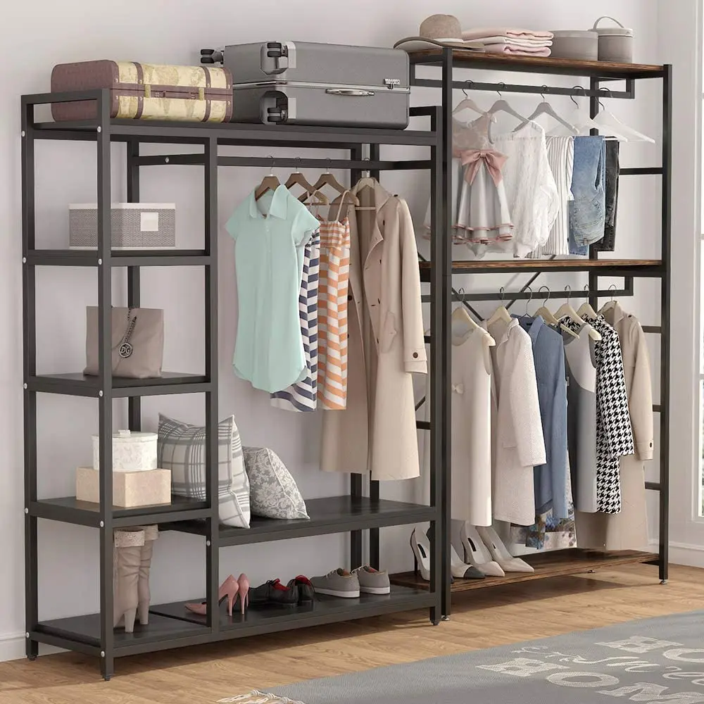 Free Standing font b Closet b font Organizer Heavy Duty 6 Shelves Storage Rack