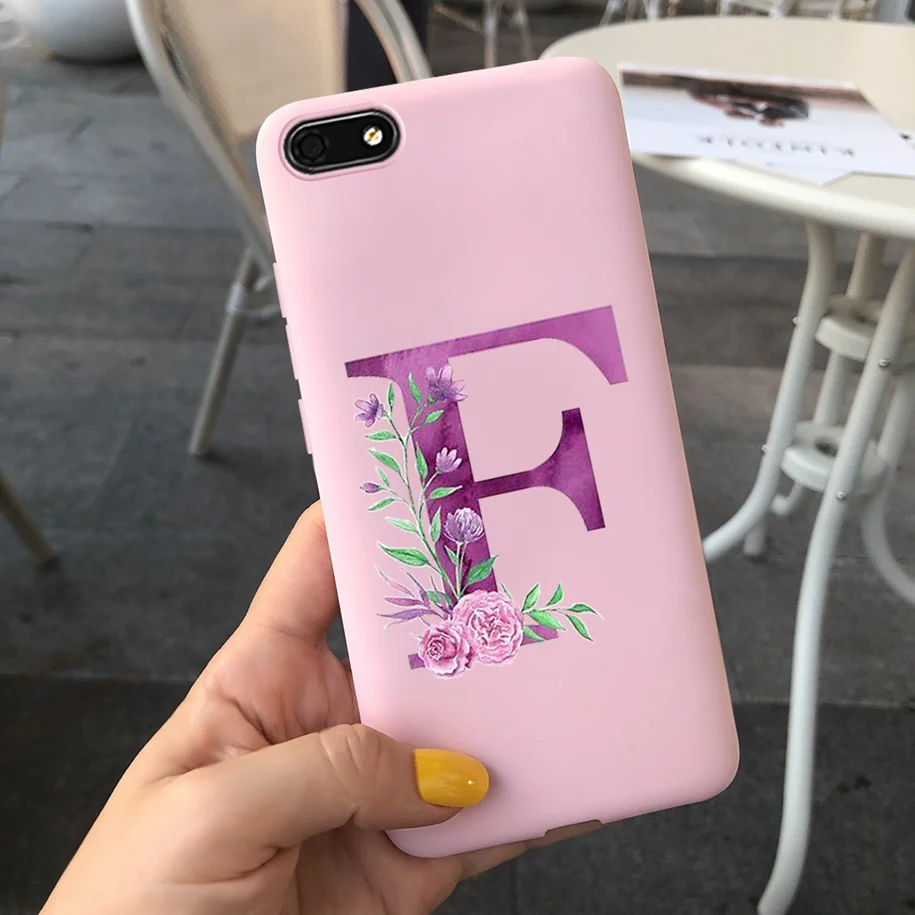 Chic Alphabet Flower Silicone Phone Case - Soft Touch Black Pink Matte TPU Cover