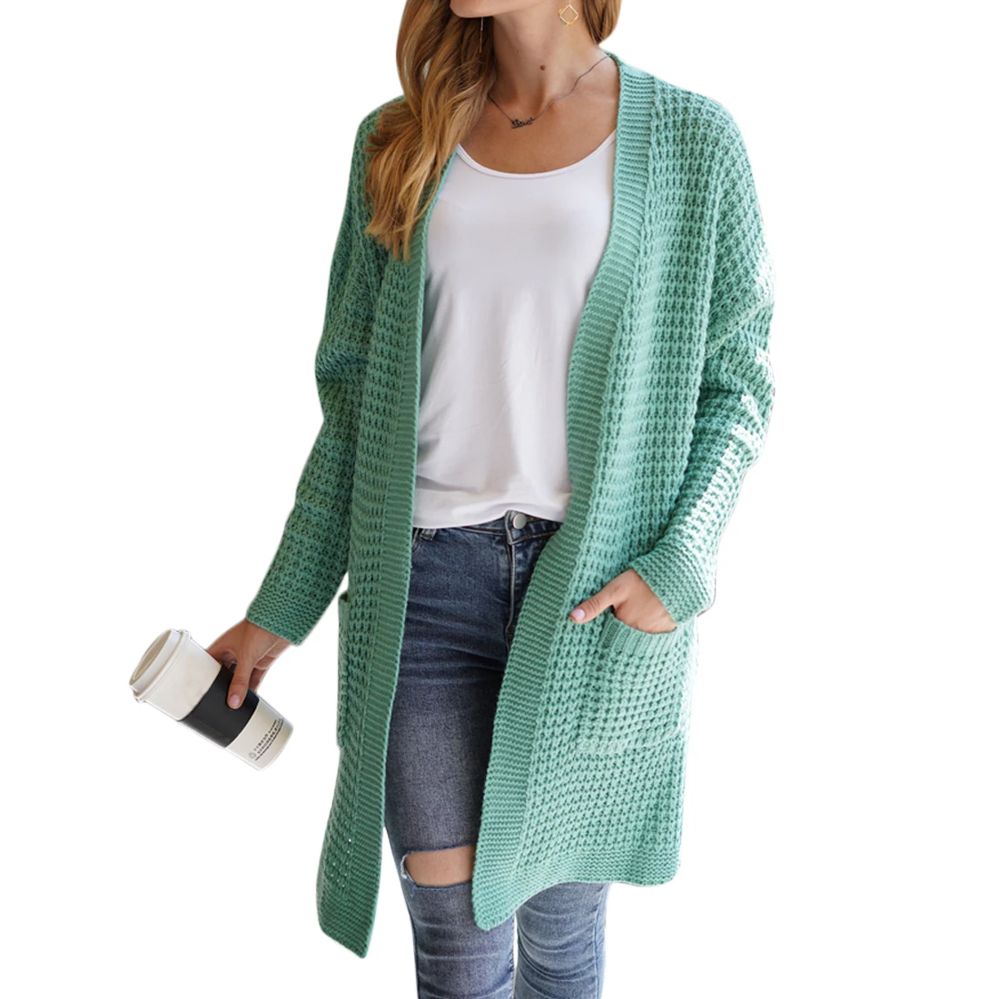 chunky knit cardigan with pockets