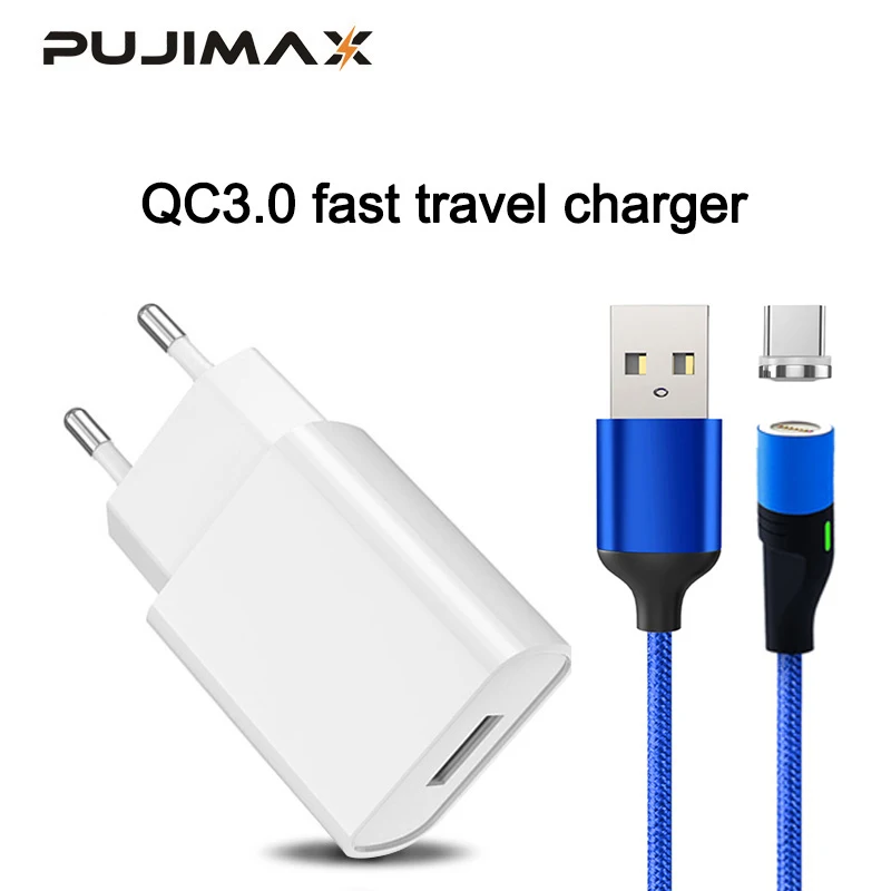 

PUJIMAX USB Charger 3.0 18 W Fast phone Charger with 1M magnetic cable for Samsung S9 Xiaomi mi 8 Huawei Mobile Phone Charger