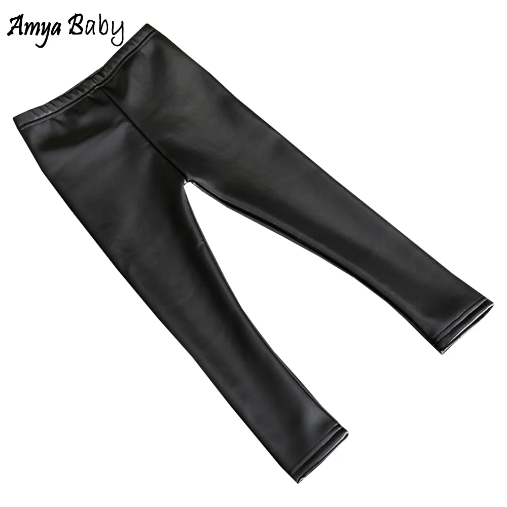 Amyababy/зимние леггинсы для девочек; теплая детская одежда из искусственной кожи и бархата; модные теплые штаны для маленьких девочек; детские брюки