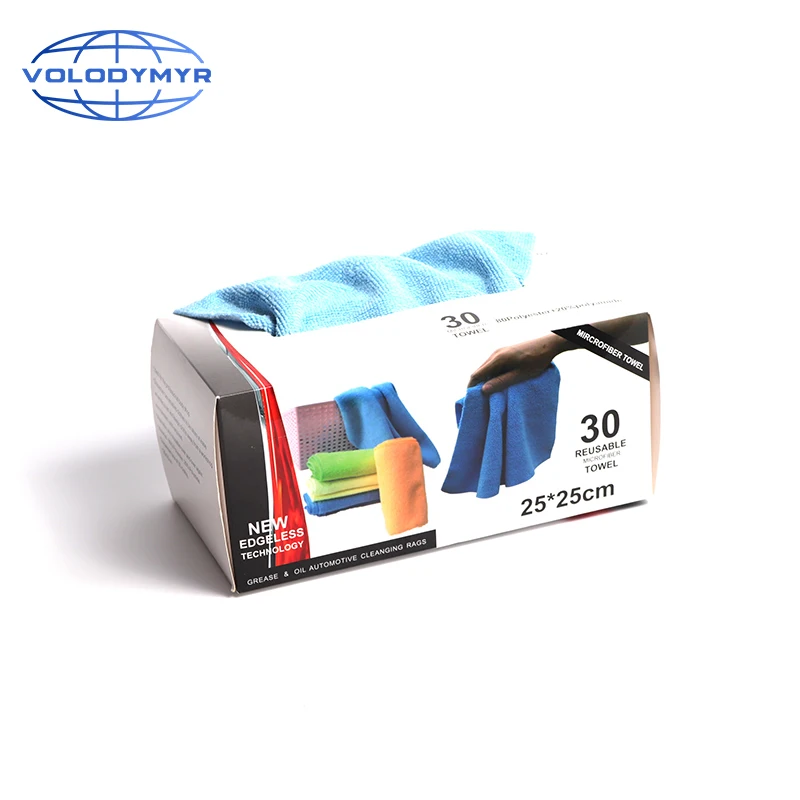 

Microfiber Towel Detail Cloth for Car Wash Detailing Auto Cleaning 30pcs 25*25cm Towels Per Box Highly Absorbent Carwash