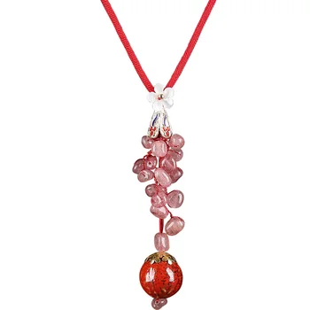 

New Arrive vintage Long Fringe With Bead Necklaces pendant for Women Collier Femme Ceramic Beade Quartz Bohemian Jewelry collar