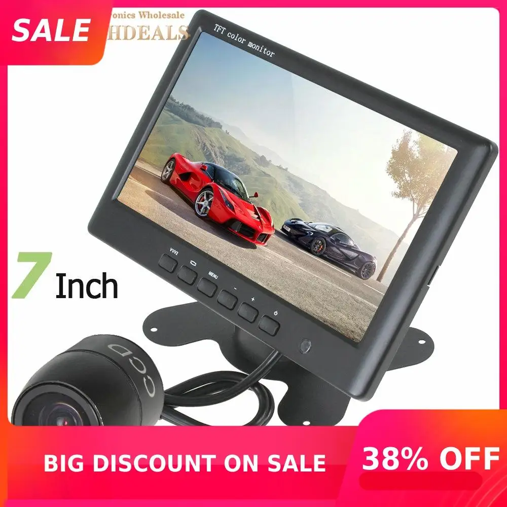 7 дюймов Цвет HD TFT ЖК-дисплей заднего вида монитор 800x480 2 видео вход + 18 мм Цвет Авто заднего вида резервная парковочная камера