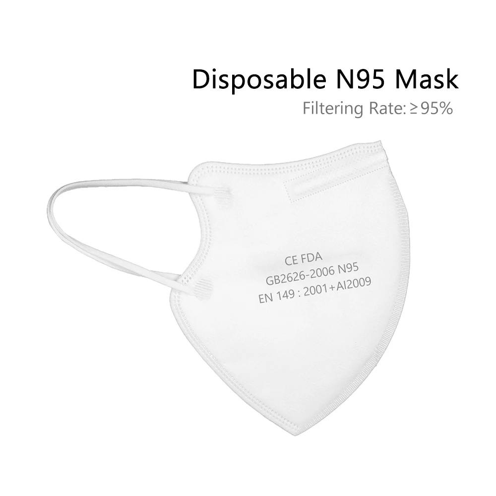 

1 Pcs Disposable N95 Mask 95% Filtration Soft & Breathable Face Masks Polyester Protective Masks for Dust Particles Pollution