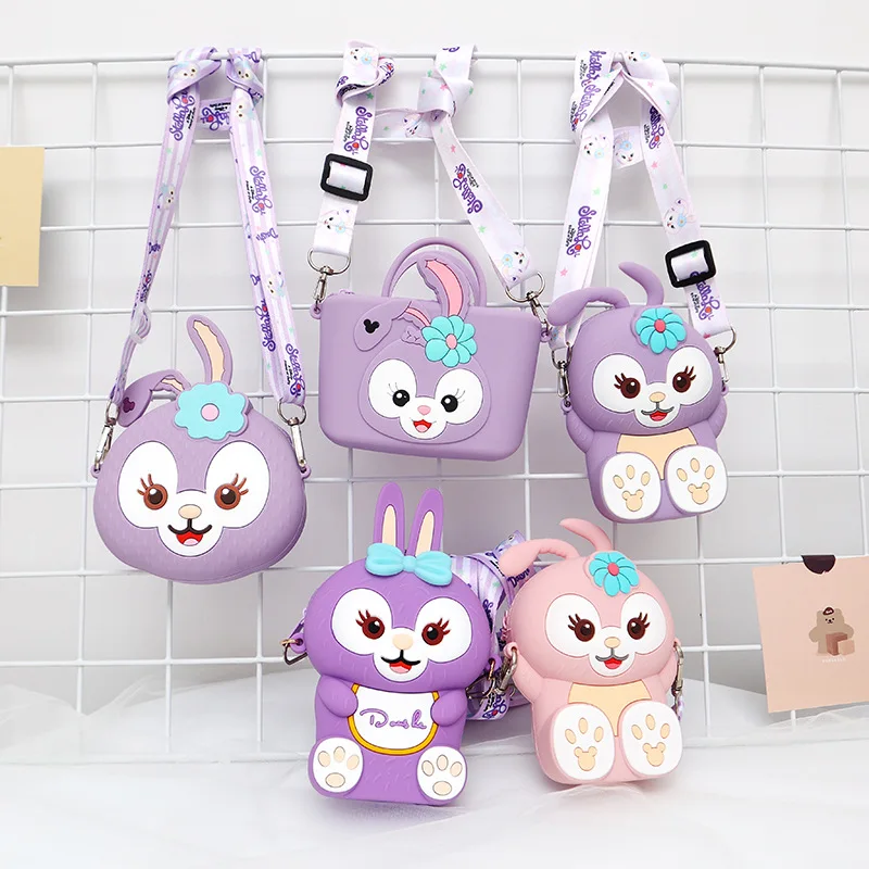 Disney Anime Stellalou Purple Pink Cute Mini Children Bag Silicone Diagonal bag Coin Purse Storage Toy for Kids Gift | Игрушки и хобби