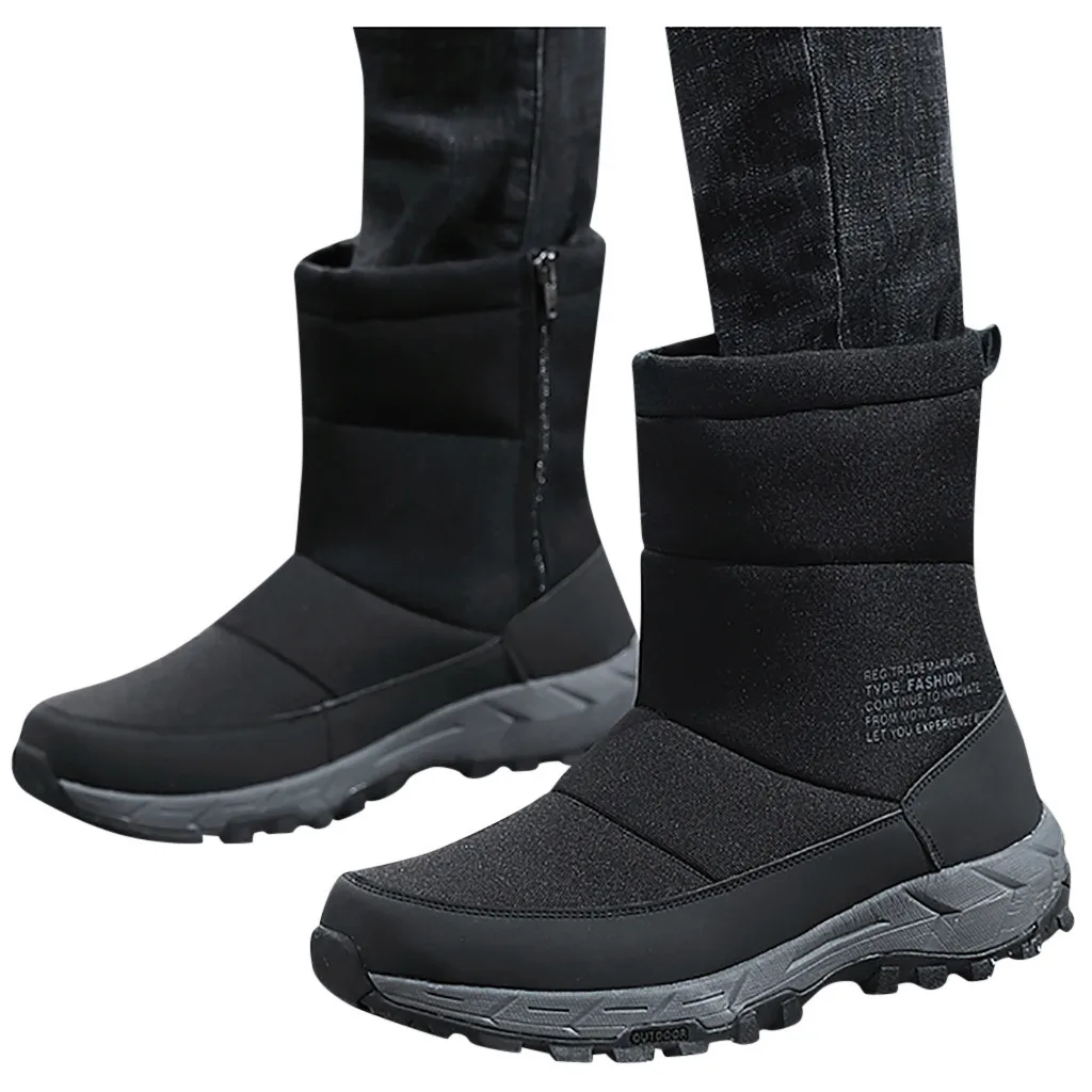 Botas hombre/зимние теплые водонепроницаемые ботильоны высокого качества; Теплая обувь на меху с плюшевой подкладкой; зимняя обувь на молнии сбоку; мужская обувь