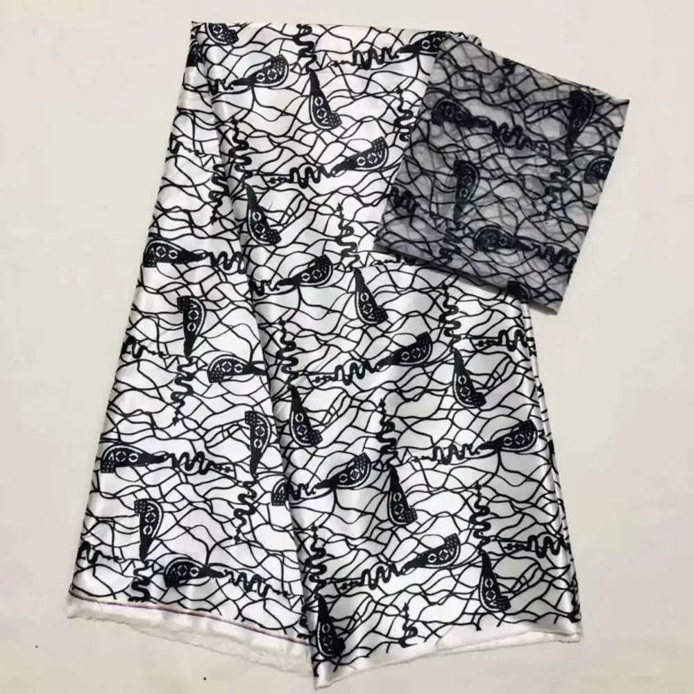 Африканская ткань с восковым принтом шелковая атласная шифоновая ткань 4+ 2 ярдов африканская Анкара ткань печать шелковая ткань SM30