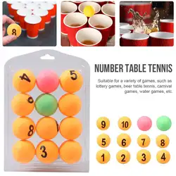 12 шт количество Настольный теннис развлечения красочные мячи для пинг-понга пронумерованные мячи для игры в настольный теннис