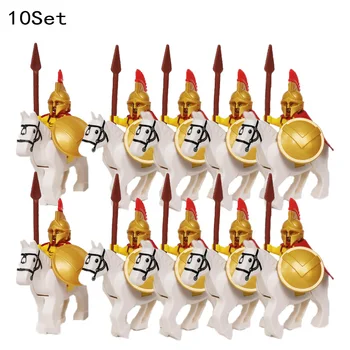 

New Lord Rings Gondor Roman soldiers lancer archer Medieval Knight Action Fig with Armor Building block kids toys 10Sets