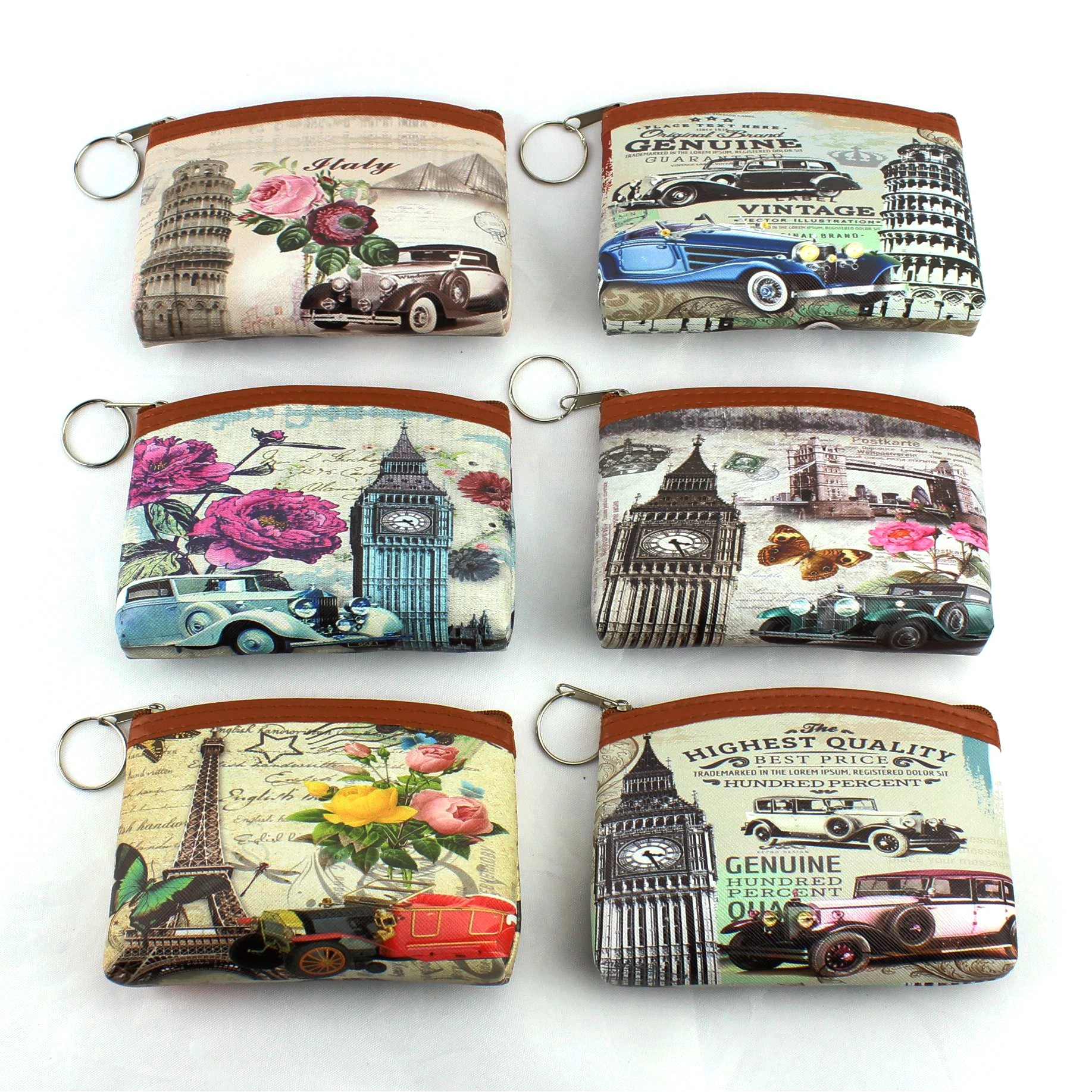 Children vintage Eiffel Tower coin purses girl Big Ben change purse women zipper coin bag lady zero wallet female kids pouch
