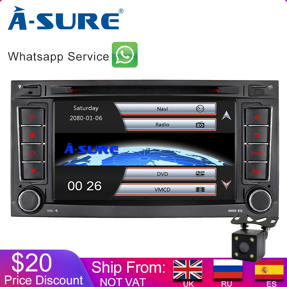 A-Sure 2 Din 7 дюймов WIN CE автомобильное радио DVD GPS навигация для Volkswagen VW Multivan T5 Transporter