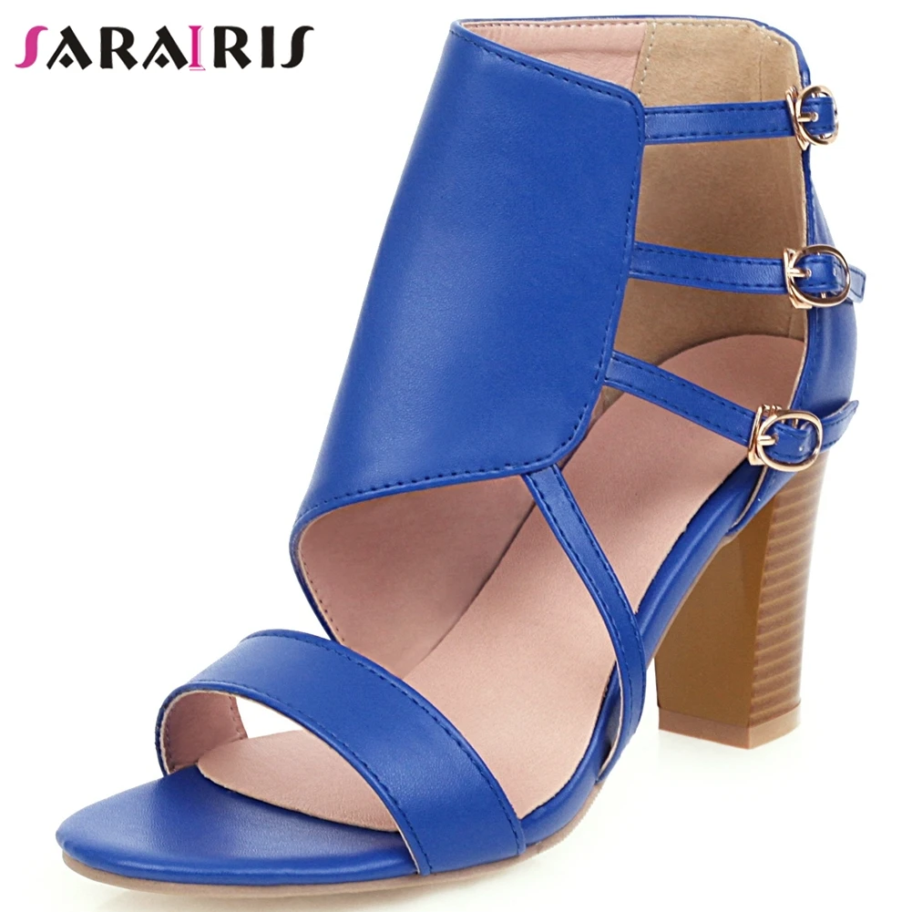 

SARAIRIS Fashion Female Buckle Zipper High Heel Sandals Office Casual Leisure Party Dress Sandals Women Summer Shoes Woman