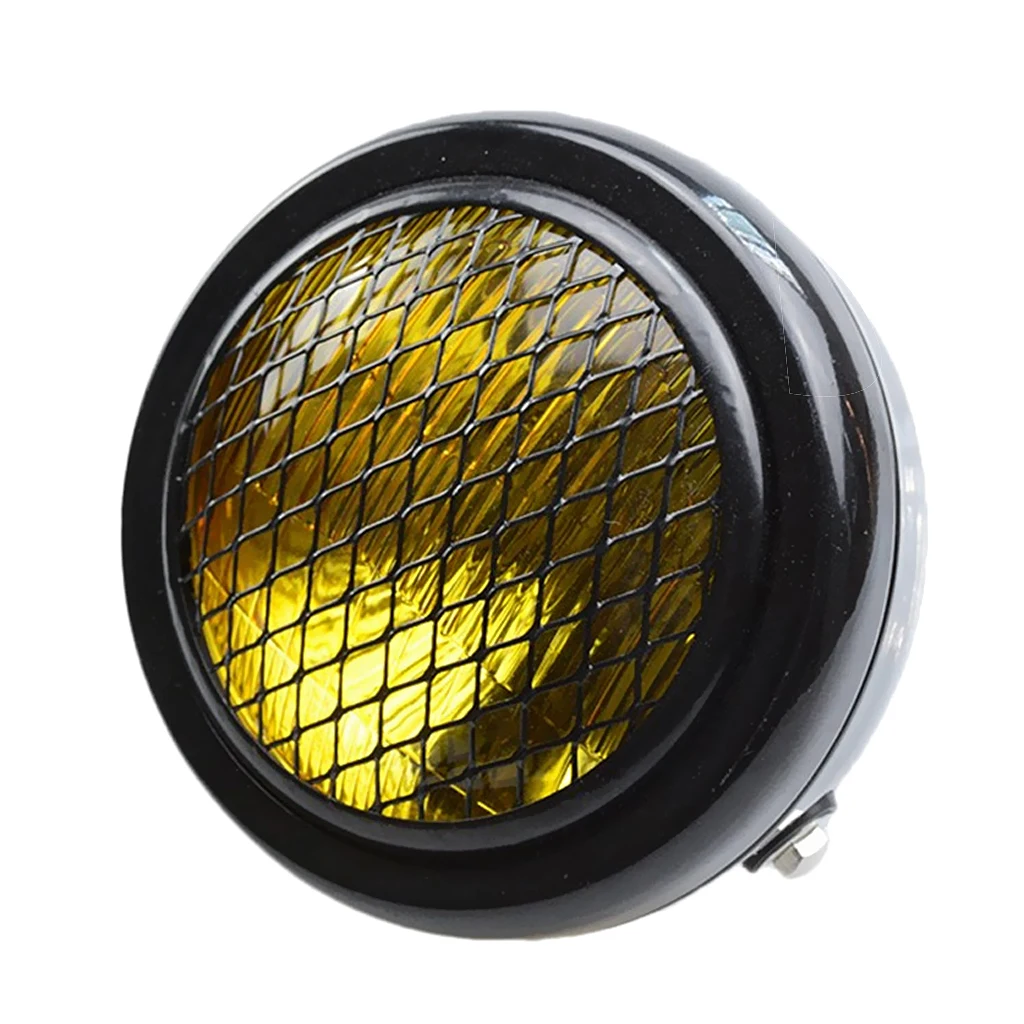 Motorcycle Lighthouse 12V 6.50 'Retro Style Headlamp With Grill Cover For Moto Choppers Cruisers Coffee Racers - Amber