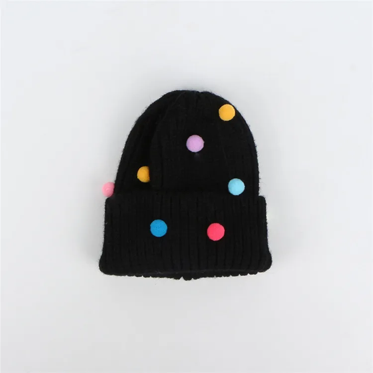 Pompom Baby Hat Knitted Girls Winter Hat Crochet Kids Beanie Cap Baby Bonnet