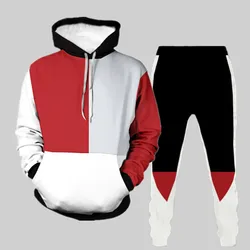 Sweat shirt à capuche et pantalon pour hommes, ensemble de marque tendance, 2 pièces, coutures multicolores, décontracté, nouvelle collection automne 2021 