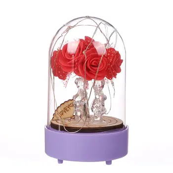 

Copper Wire Glass LED String Night Light Dome Lamp Home Decor Night Light Best Wishes Night Lamp Rose Flower Gifts For Lover