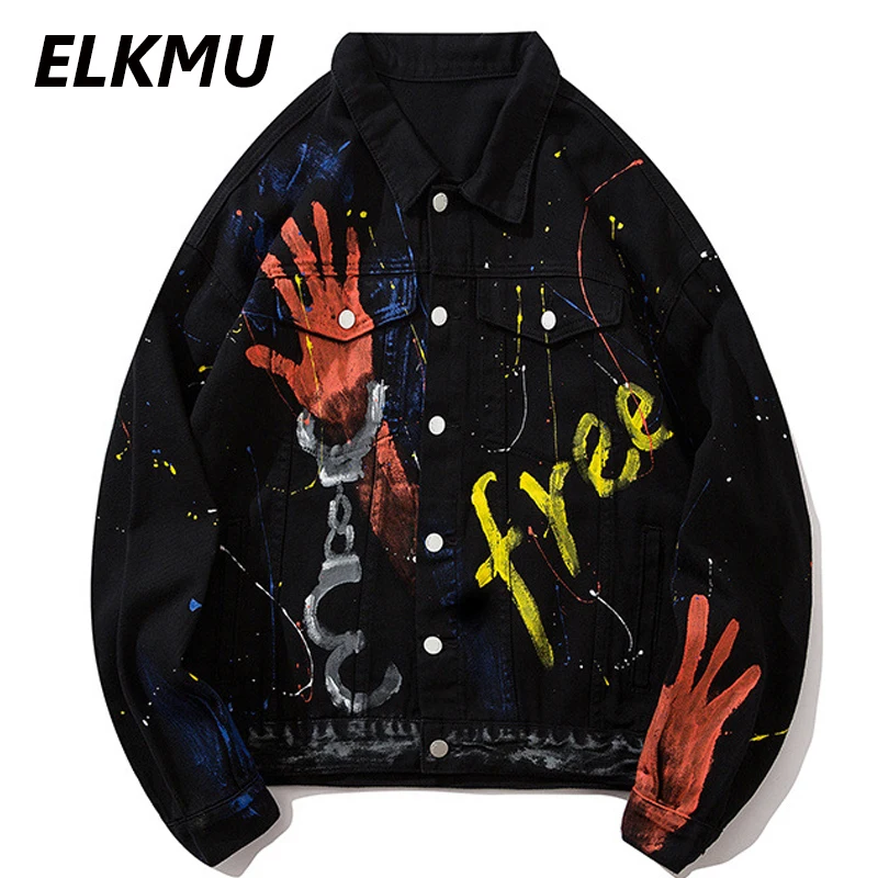 Пальто ELKMU женское с надписью Free Hand модная джинсовая куртка оверсайз принтом