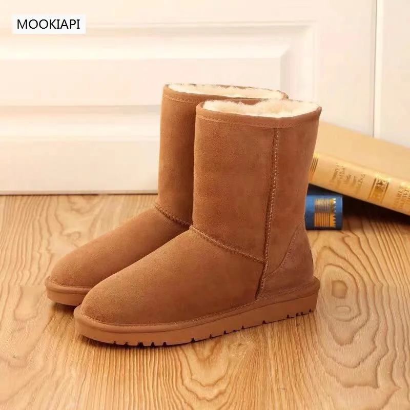 China's top quality men snow boots in 2019 real sheepskin natural wool classic man's shoes the middle tube free delivery | Обувь