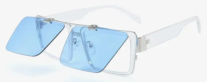 C3 blue Модные квадратные солнцезащитные очки с накладкой Для мужчин Винтаж металлические панк Солнцезащитные очки Для женщин большие очки в стиле унисекс UV400 - Цвет линз: C3 blue