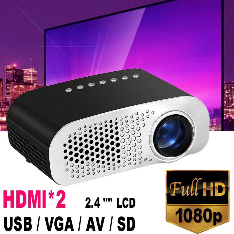 

GP802A LED Mini Projector Full HD 1080P USB TF AV Media Player Home Cinema LCD Home Theater Portable Double HDMI Port