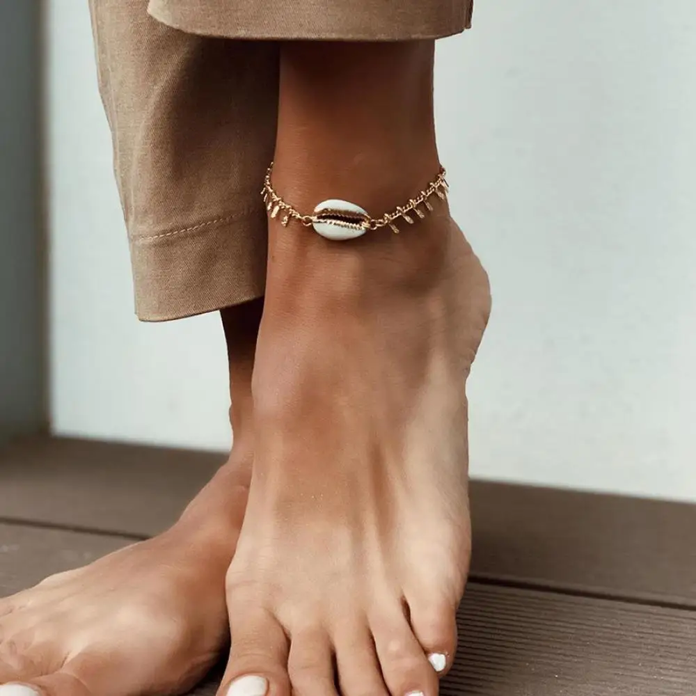 Summer Beach Bohemian Natural Shell Anklet Adjustable Seashell Barefoot Bracelet Boho Foot Chiain Jewelry