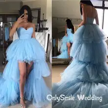 Платья для торжественных событий Элегантные Выпускные платья Высокая Низкая оборки пачка выпускного вечера многоярусные платья Тюль Милая Короткая Передняя длинная спина Vestidos Longo