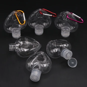 

New 50ml Transparent Refillable Jars Heart-shapes Cosmetic Bottles Handwashing Fluid Storage Container With Ring Travel Tool